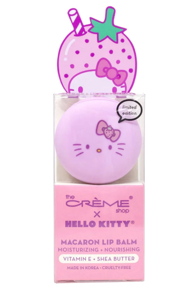 The Crème Shop x Hello Kitty Macaron Lip Balm - Strawberry Rose Latte