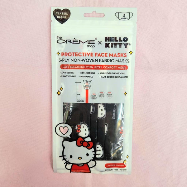 The Crème Shop x Hello Kitty Classic Black 3pc Adult Disposable Masks