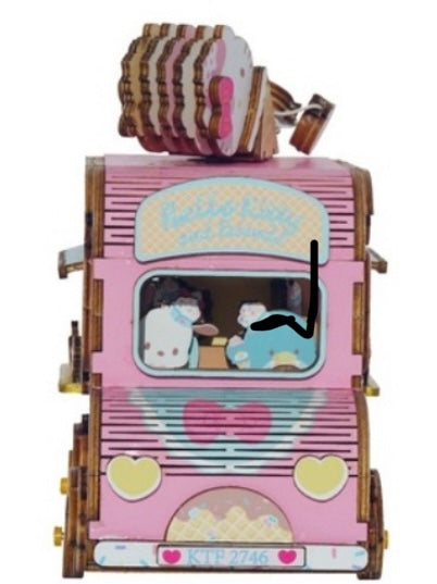 Hello Kitty 3D Wooden Puzzle Music Box - Ice Cream Truck