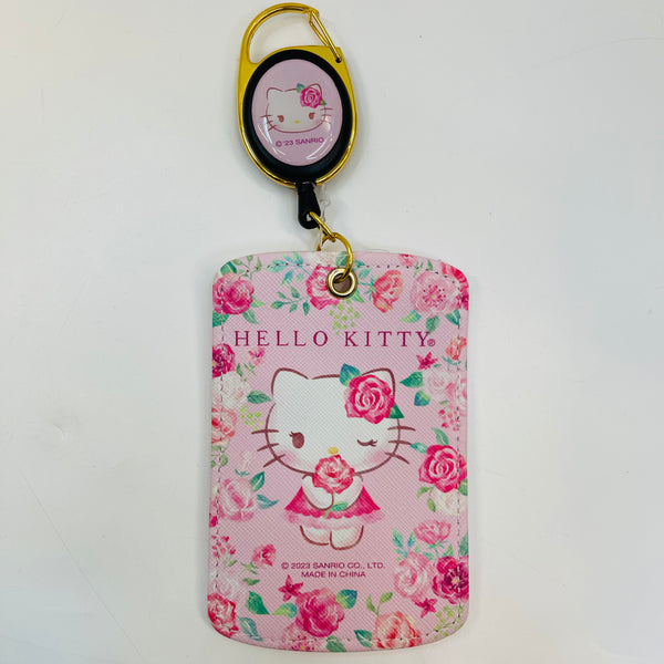 Hello Kitty ROSE FLOWER Card Case with Key Reel