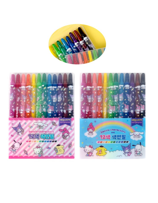 Sanrio 12 Color Twist Crayon Set