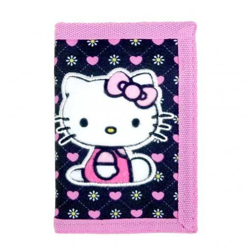 Hello Kitty Heart Black Trifold Wallet