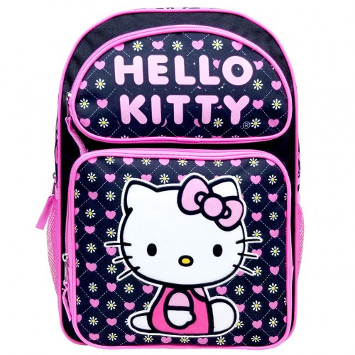 Hello Kitty Heart Black Large Backpack